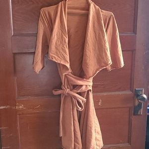 Organic cotton wrap short sleeve sweater